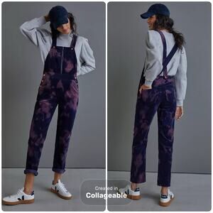 Pilcro Purple Corduroy Tie Dye Overalls Women’s 28 Country Boho Western 29”